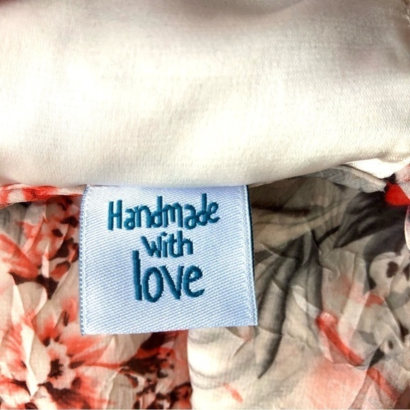 Retro Y2K Dress Floral Orange Multi with Peter Pan Collar & Black Velvet Tie (S) - Picture 7 of 9